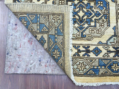 Ersari Tribal & Geometric hand-knotted wool runner in Ivory & Gray, 2'7" x 11'8" — SKU O022550 (view 2)