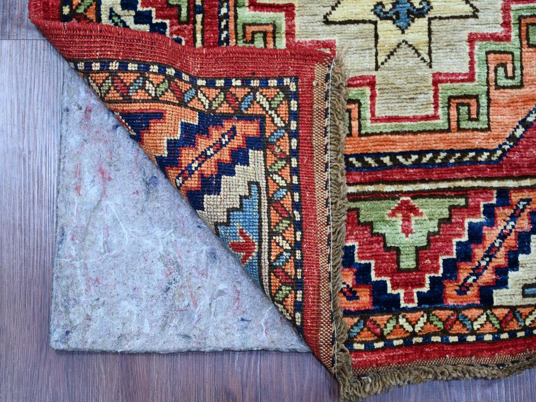 Ersari Tribal & Geometric hand-knotted wool runner in Red & Colorful, 2'7" x 12'6" — SKU O022551 (view 2)