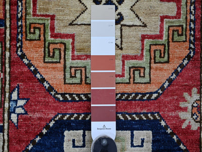 Ersari Tribal & Geometric hand-knotted wool runner in Red & Colorful, 2'7" x 12'6" — SKU O022551 (view 3)