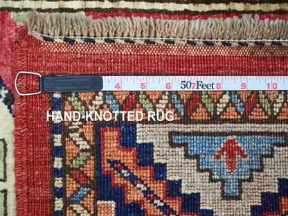 Ersari Tribal & Geometric hand-knotted wool runner in Red & Colorful, 2'7" x 12'6" — SKU O022551 (view 6)