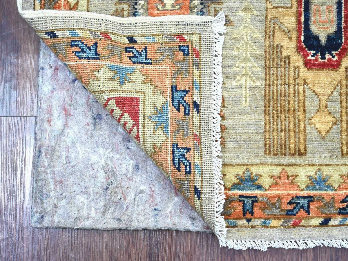 Ersari Tribal & Geometric hand-knotted wool runner in Gray & Orange, 2'6" x 8'3" — SKU O022553 (view 2)