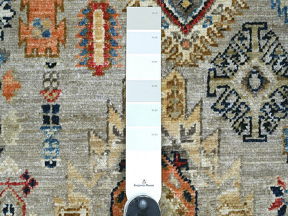 Ersari Tribal & Geometric hand-knotted wool runner in Gray & Orange, 2'6" x 8'3" — SKU O022553 (view 3)