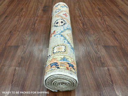 Ersari Tribal & Geometric hand-knotted wool runner in Gray & Orange, 2'6" x 8'3" — SKU O022553 (view 4)