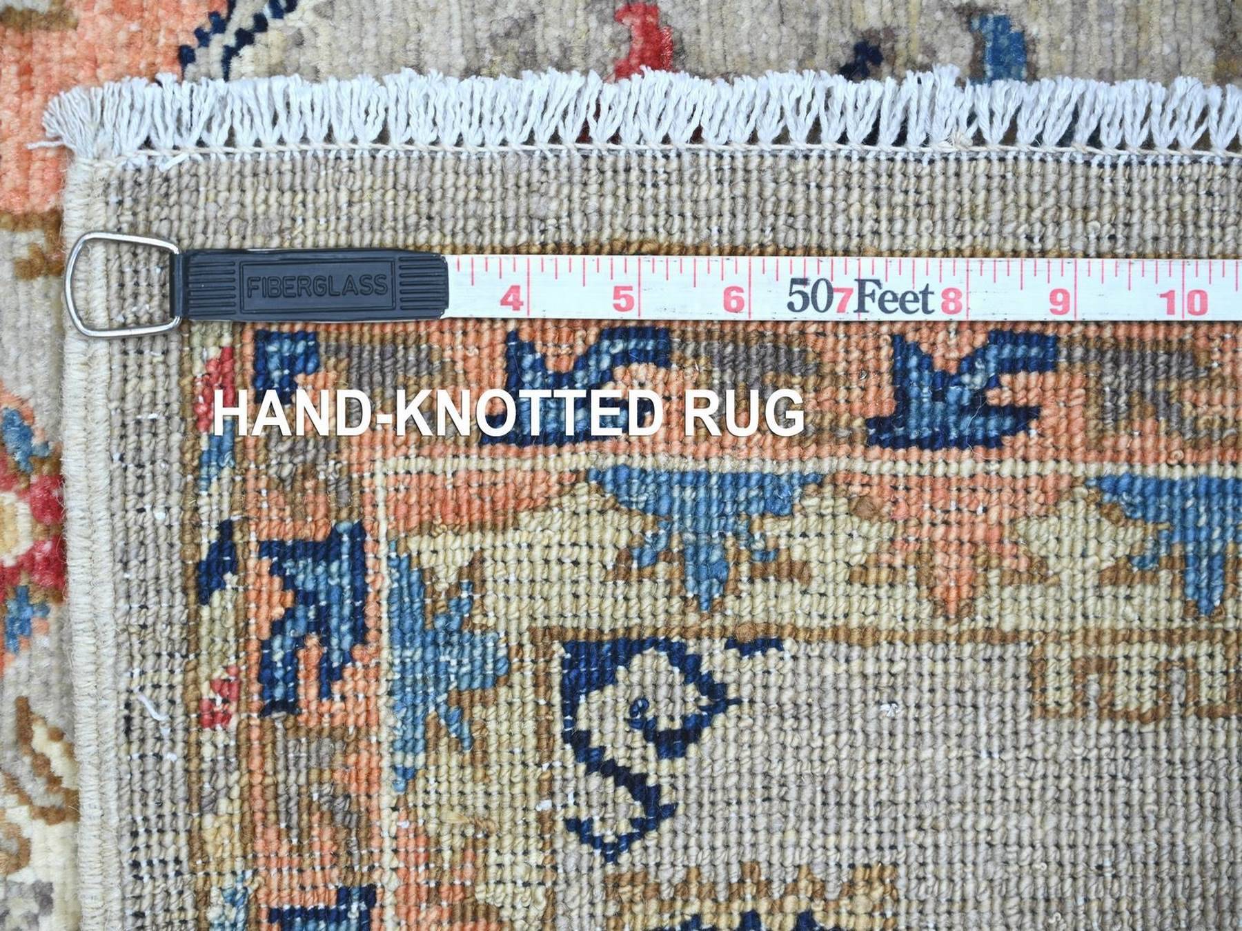 Ersari Tribal & Geometric hand-knotted wool runner in Gray & Orange, 2'6" x 8'3" — SKU O022553 (view 6)
