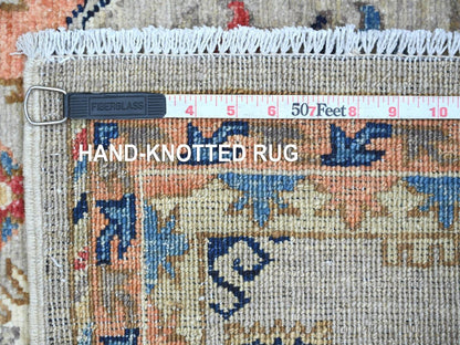 Ersari Tribal & Geometric hand-knotted wool runner in Gray & Orange, 2'6" x 8'3" — SKU O022553 (view 6)