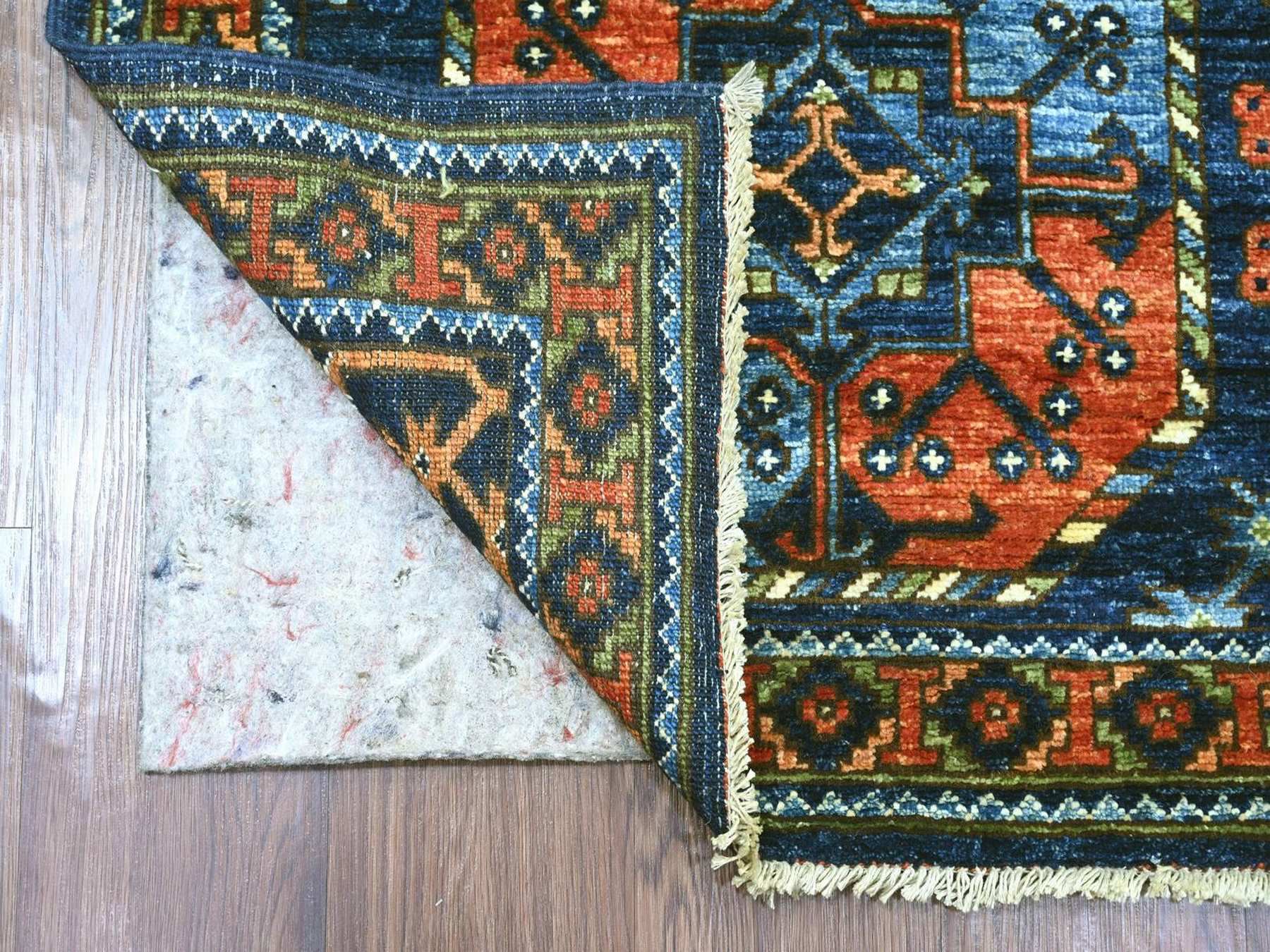 Blue 2'6" x 11'11" Tribal & Geometric Hand knotted Wool Rug - Sku: O022554