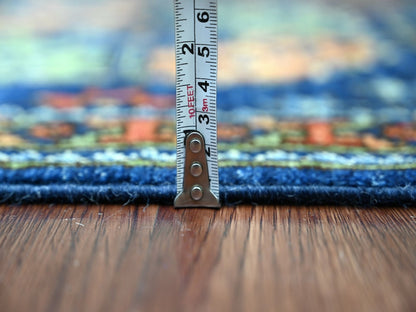 Blue 2'6" x 11'11" Tribal & Geometric Hand knotted Wool Rug - Sku: O022554