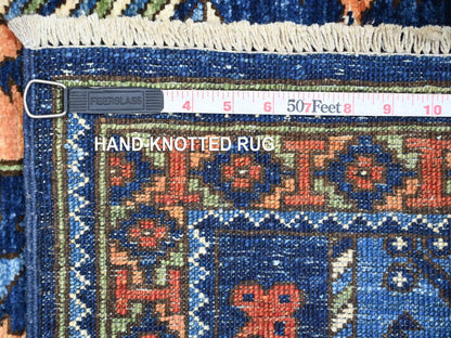 Blue 2'6" x 11'11" Tribal & Geometric Hand knotted Wool Rug - Sku: O022554