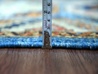 Blue 2'8" x 7'4" Tribal & Geometric Hand knotted Wool Rug - Sku: O022555