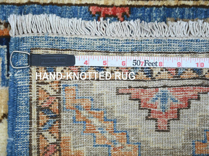 Blue 2'8" x 7'4" Tribal & Geometric Hand knotted Wool Rug - Sku: O022555
