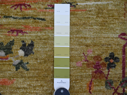Green 3'1" x 11'7" Oushak And Peshawar Hand knotted Wool Rug - Sku: O022557