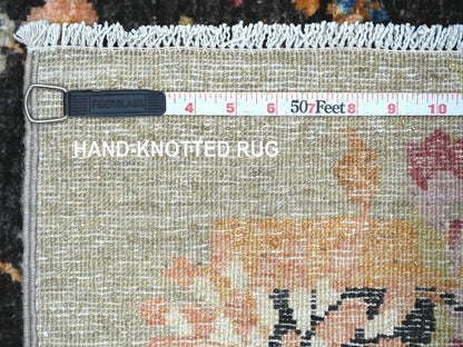 Black 3'0" x 11'10" Oushak And Peshawar Hand knotted Wool Rug - Sku: O022558
