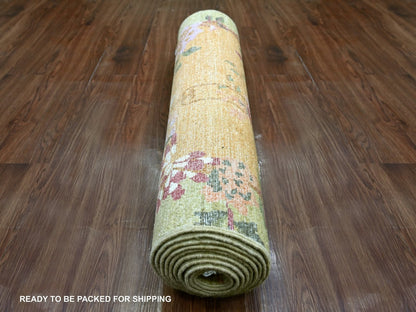 Brown 3'0" x 11'11" Oushak And Peshawar Hand knotted Wool Rug - Sku: O022559
