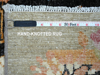 Black 2'11" x 11'10" Oushak And Peshawar Hand knotted Wool Rug - Sku: O022560