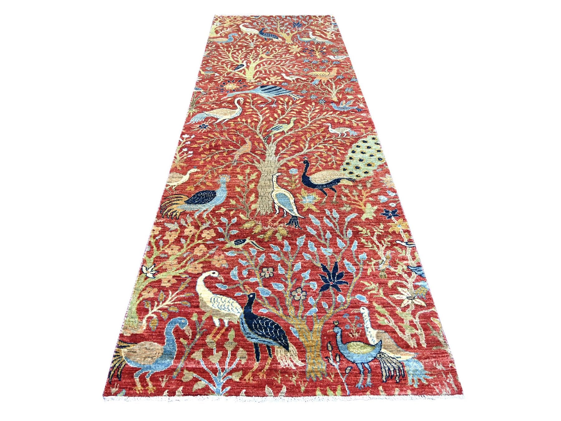 Peshawar Oushak hand-knotted wool runner in Red, 4' x 12'2" — SKU O022563