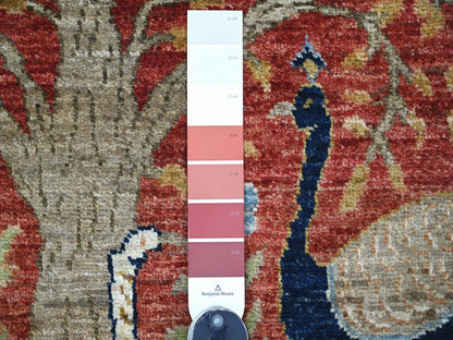 Peshawar Oushak hand-knotted wool runner in Red, 4' x 12'2" — SKU O022563 (view 3)