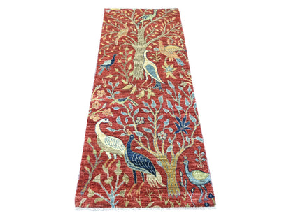 Peshawar Oushak hand-knotted wool runner in Red, 2'7" x 6'4" — SKU O022564