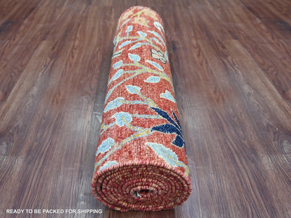 Peshawar Oushak hand-knotted wool runner in Red, 2'6" x 11'11" — SKU O022565 (view 4)