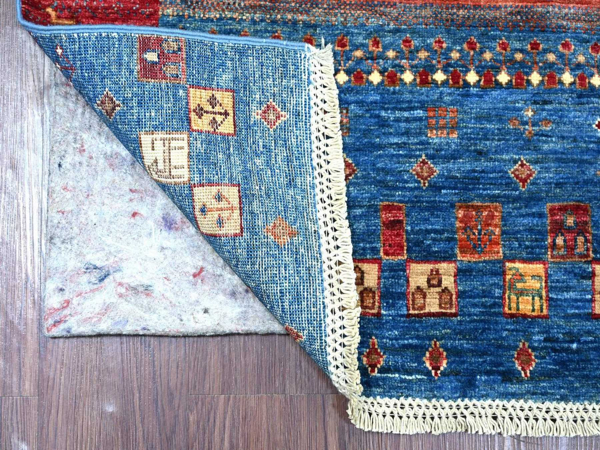 Gabbeh Tribal & Geometric hand-knotted wool runner in Multicolored, 2'5" x 8'3" — SKU O022567 (view 2)