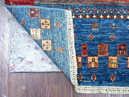 Gabbeh Tribal & Geometric hand-knotted wool runner in Multicolored, 2'5" x 8'3" — SKU O022567 (view 2)