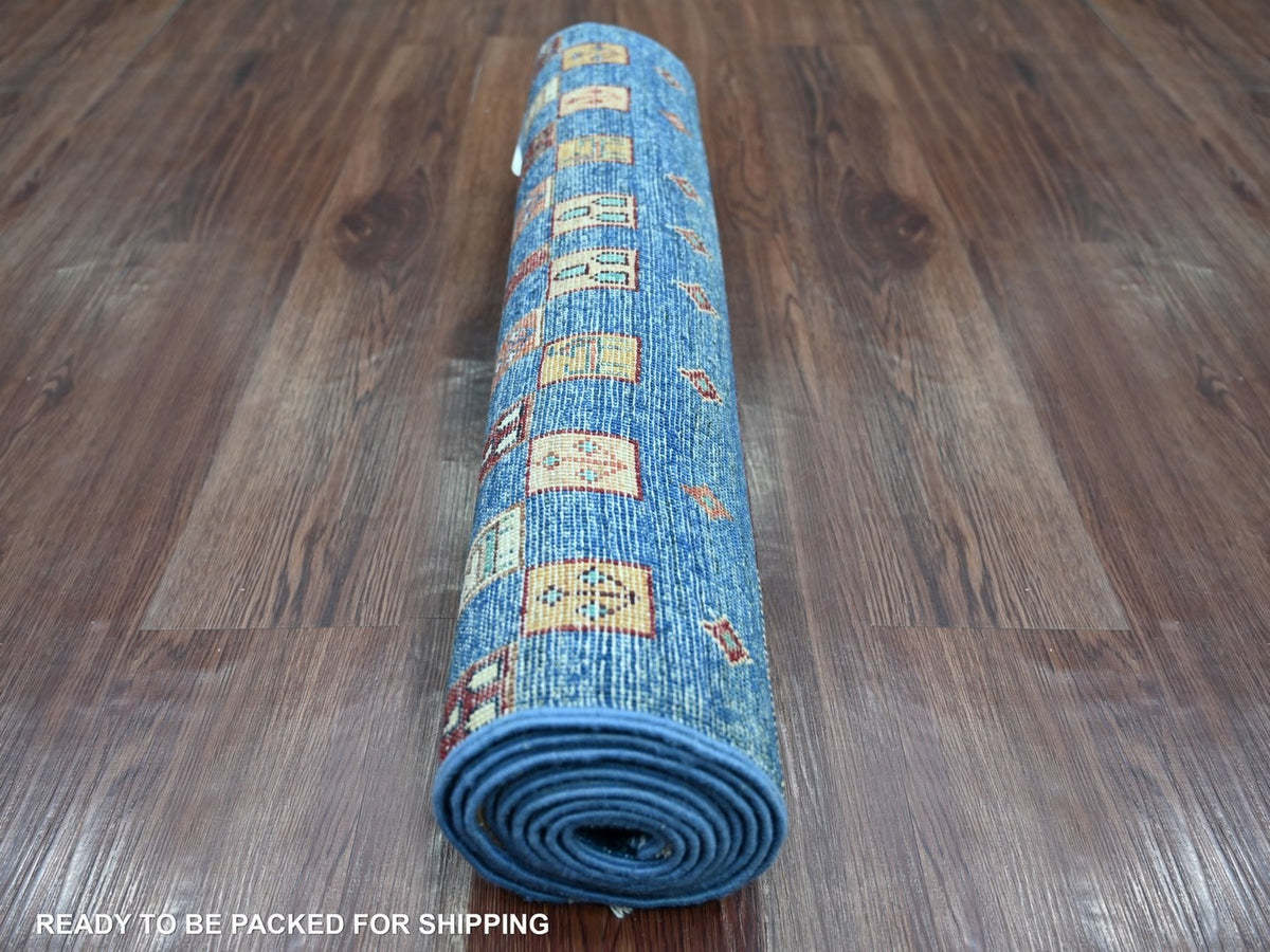 Gabbeh Tribal & Geometric hand-knotted wool runner in Multicolored, 2'5" x 8'3" — SKU O022567 (view 4)