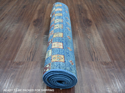 Gabbeh Tribal & Geometric hand-knotted wool runner in Multicolored, 2'5" x 8'3" — SKU O022567 (view 4)