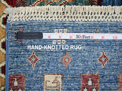Multicolored 2'5" x 8'3" Tribal & Geometric Hand knotted Wool Rug - Sku: O022567