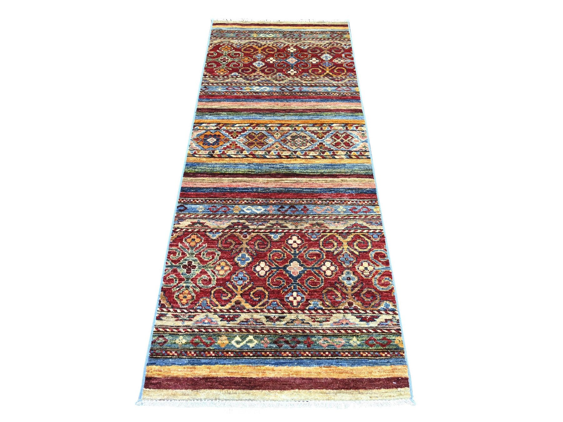 Kazak Tribal & Geometric hand-knotted wool runner in Multicolored, 2'7" x 6'7" — SKU O022568