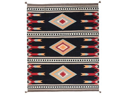 Black 8'4" x 10'3" Flat Weave Hand woven Wool Rug - Sku: O02256