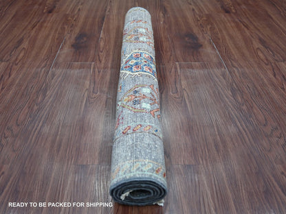 Kazak Tribal & Geometric hand-knotted wool rug in Gray, 2'9" x 4'2" — SKU O022571 (view 4)