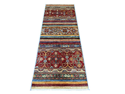 Kazak Tribal & Geometric hand-knotted wool runner in Multicolored, 2'5" x 6'7" — SKU O022572