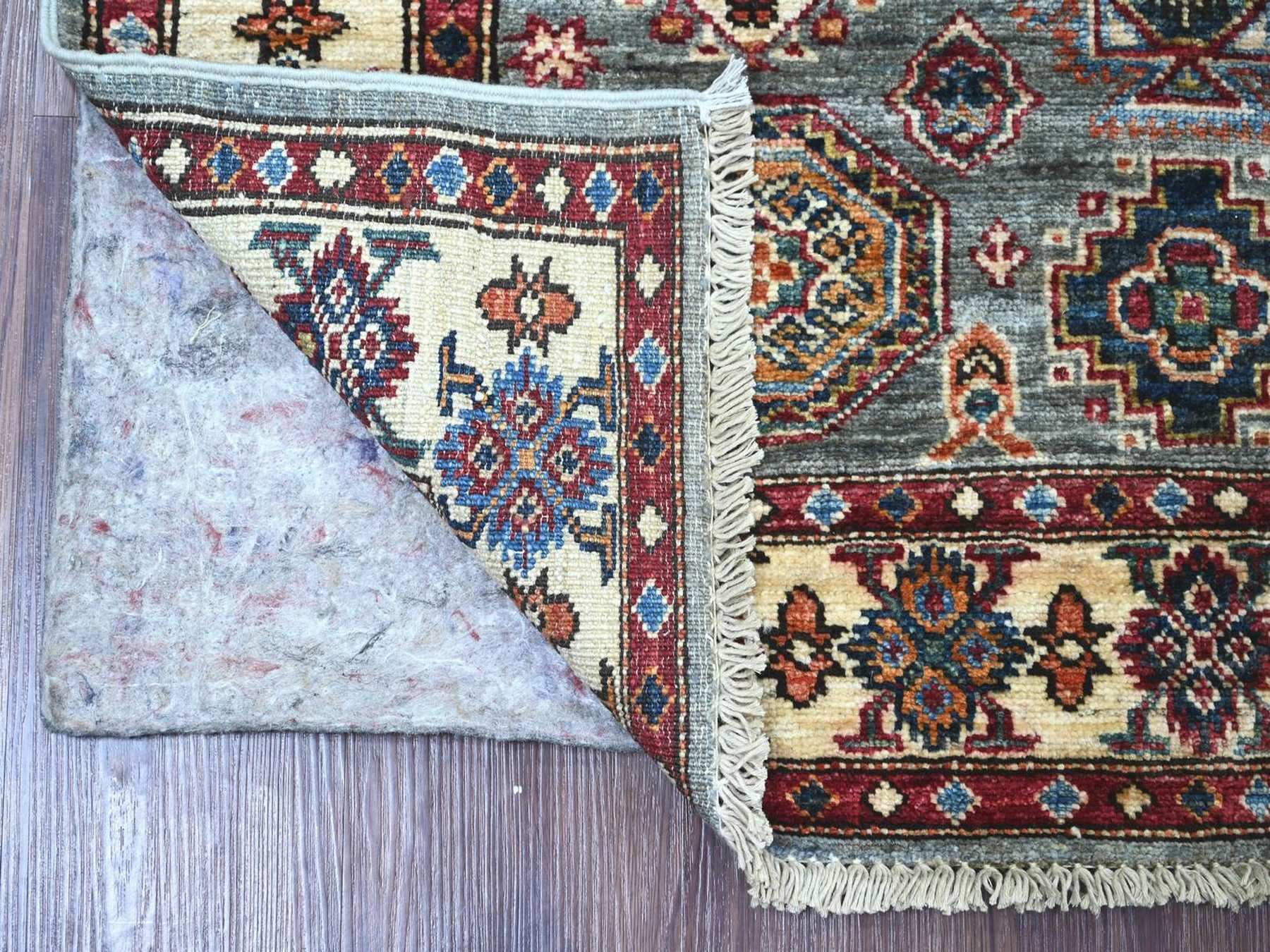 Grey 3'6" x 4'11" Tribal & Geometric Hand knotted Wool Rug - Sku: O022575