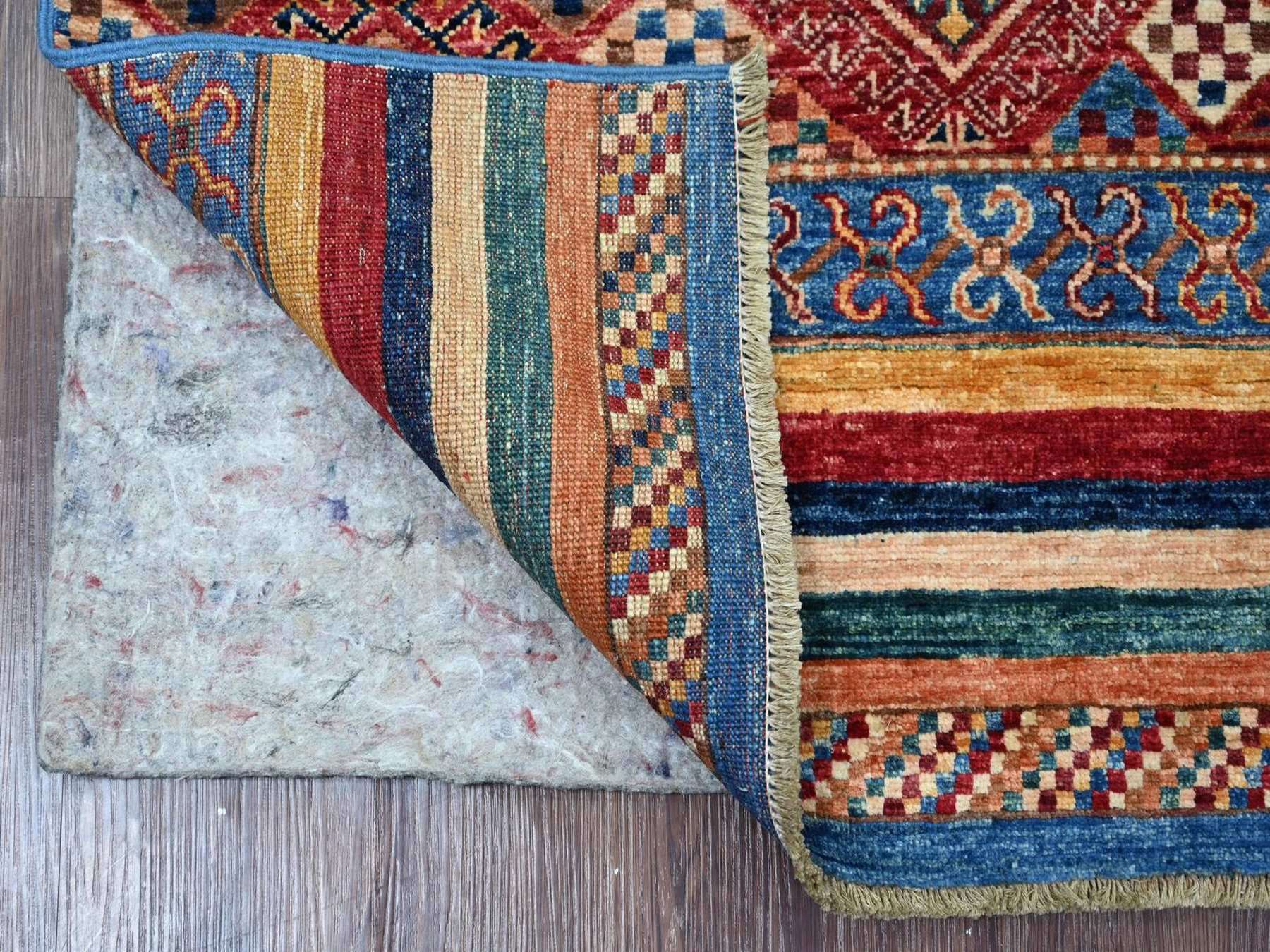 Kazak Tribal & Geometric hand-knotted wool runner in Multicolored, 3'4" x 6'3" — SKU O022577 (view 2)