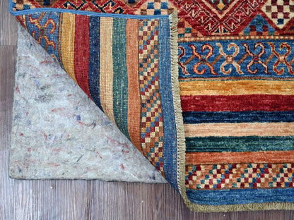 Kazak Tribal & Geometric hand-knotted wool runner in Multicolored, 3'4" x 6'3" — SKU O022577 (view 2)