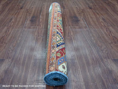 Kazak Tribal & Geometric hand-knotted wool runner in Multicolored, 3'4" x 6'3" — SKU O022577 (view 4)