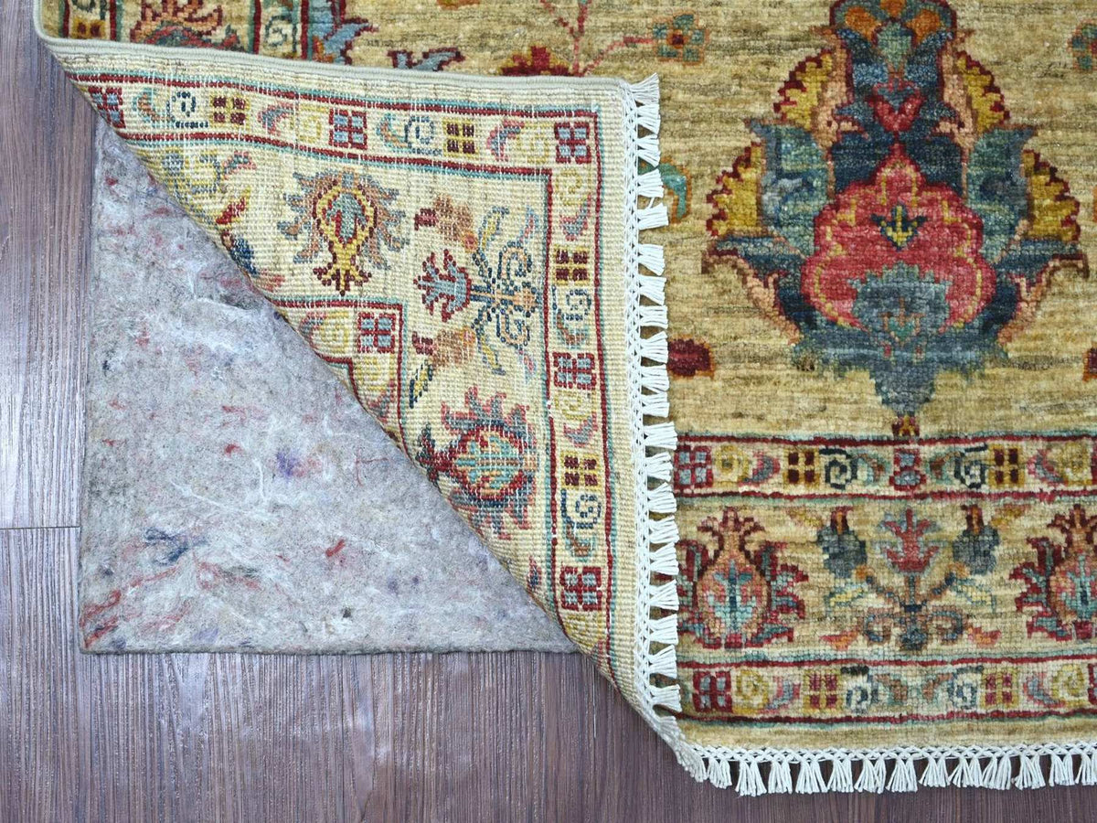 Tribal & Geometric hand-knotted wool rug in Ivory & Linen White, 3'7" x 4'10" — SKU O022578 (view 2)