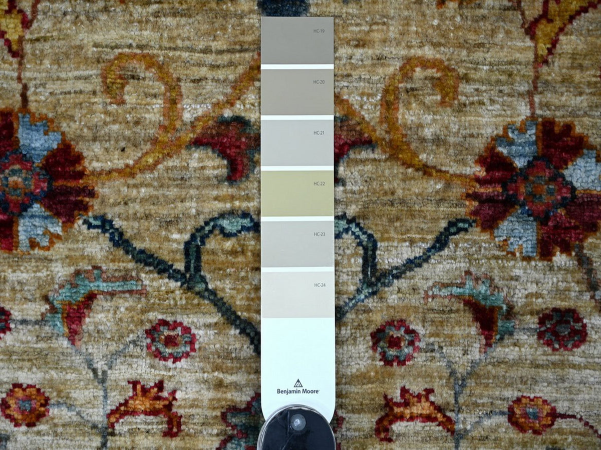 Tribal & Geometric hand-knotted wool rug in Ivory & Linen White, 3'7" x 4'10" — SKU O022578 (view 3)