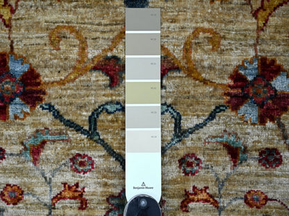 Tribal & Geometric hand-knotted wool rug in Ivory & Linen White, 3'7" x 4'10" — SKU O022578 (view 3)