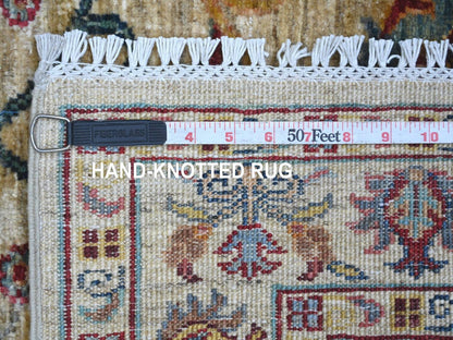 Tribal & Geometric hand-knotted wool rug in Ivory & Linen White, 3'7" x 4'10" — SKU O022578 (view 6)