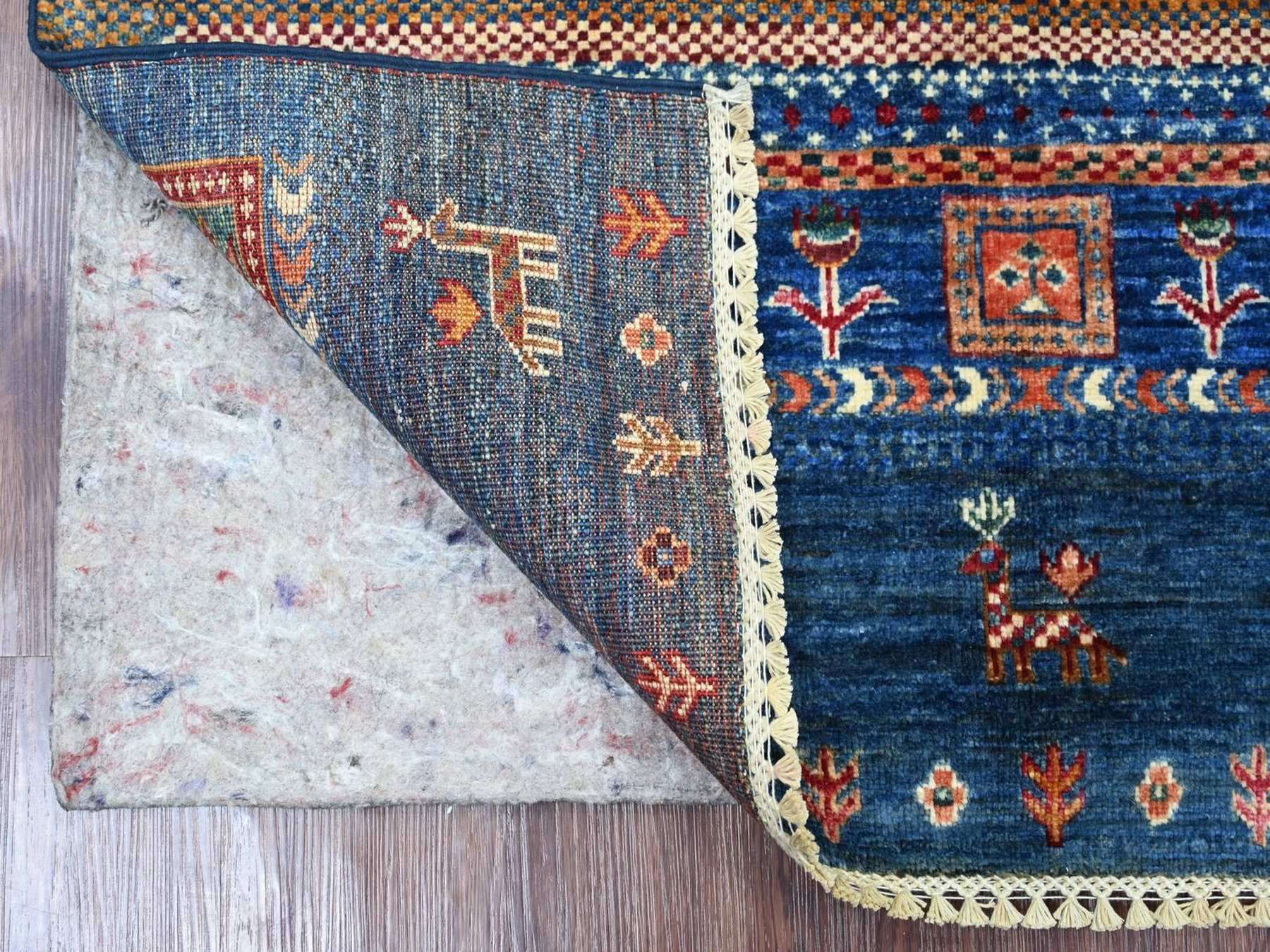 Blue 3'4" x 4'11" Tribal & Geometric Hand knotted Wool Rug - Sku: O022579