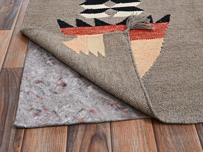 Brown 7'11" x 10'3" Flat Weave Hand woven Wool Rug - Sku: O02257