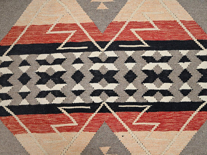 Brown 7'11" x 10'3" Flat Weave Hand woven Wool Rug - Sku: O02257