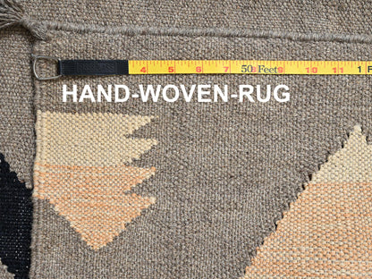 Brown 7'11" x 10'3" Flat Weave Hand woven Wool Rug - Sku: O02257