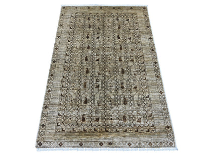 Brown 3'3" x 4'11" Tribal & Geometric Hand knotted Wool Rug - Sku: O022580