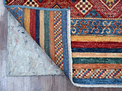 Kazak Tribal & Geometric hand-knotted wool runner in Multicolored, 3'3" x 6'3" — SKU O022581 (view 2)