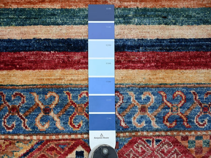 Kazak Tribal & Geometric hand-knotted wool runner in Multicolored, 3'3" x 6'3" — SKU O022581 (view 3)