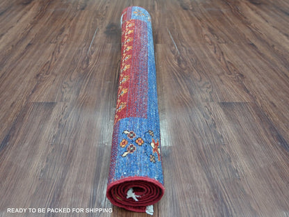 Gabbeh Tribal & Geometric hand-knotted wool rug in Red, 3'4" x 4'11" — SKU O022582 (view 4)