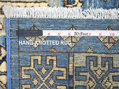 Blue 2'11" x 19'0" Tribal & Geometric Hand knotted Wool Rug - Sku: O022584