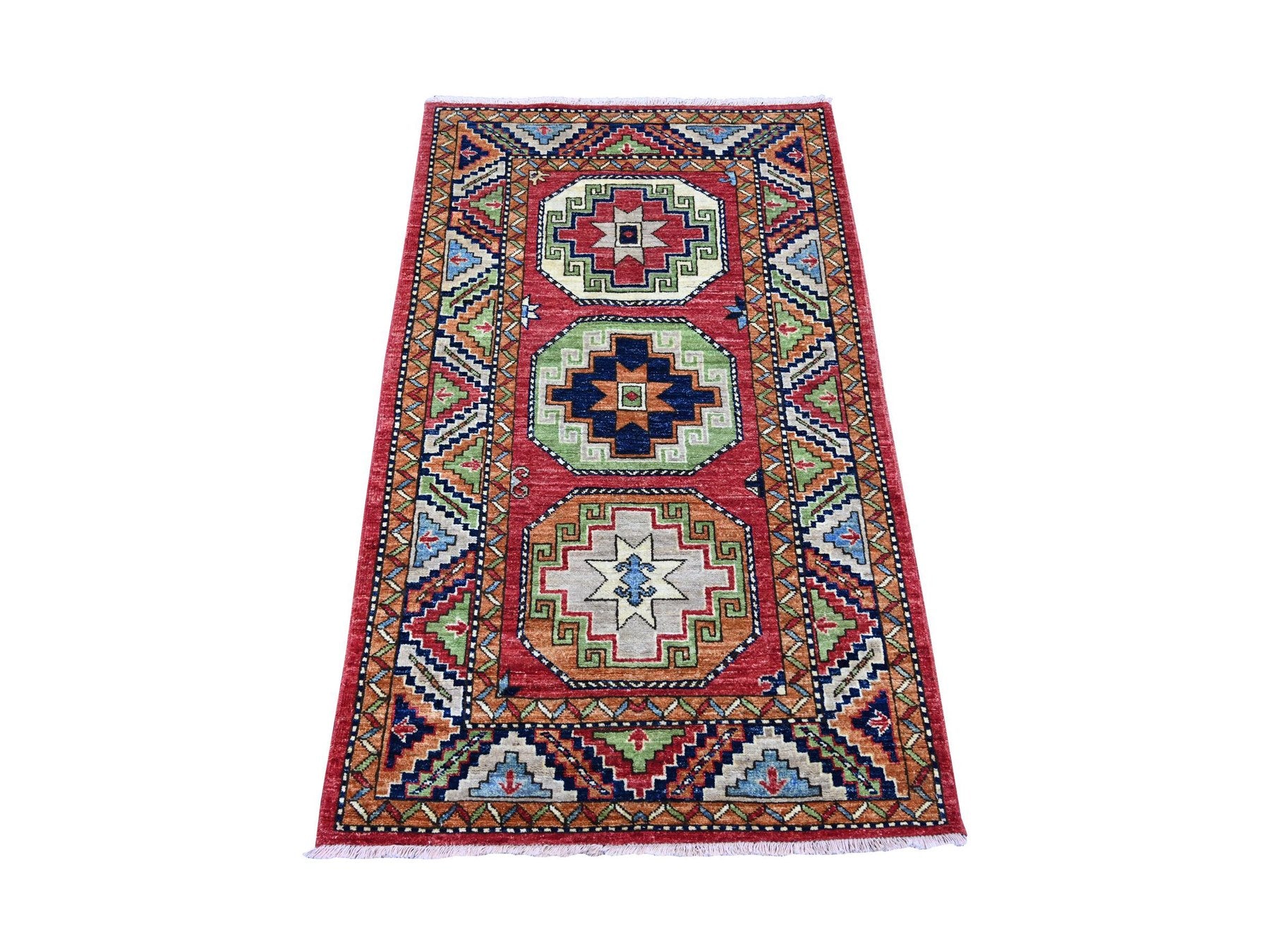 Ersari Tribal & Geometric hand-knotted wool rug in Red & Colorful, 3' x 4'10" — SKU O022586