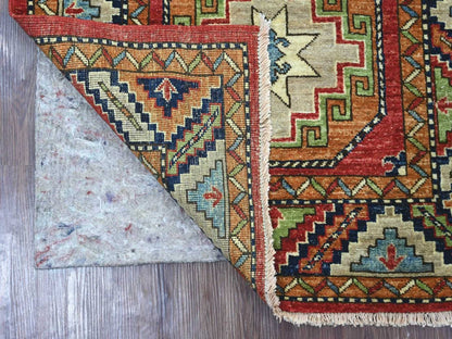Ersari Tribal & Geometric hand-knotted wool rug in Red & Colorful, 3' x 4'10" — SKU O022586 (view 2)